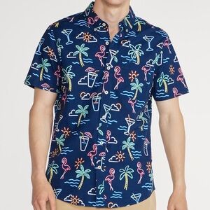 Chubbies Neon Lights performance pop over button down shirt Sz L